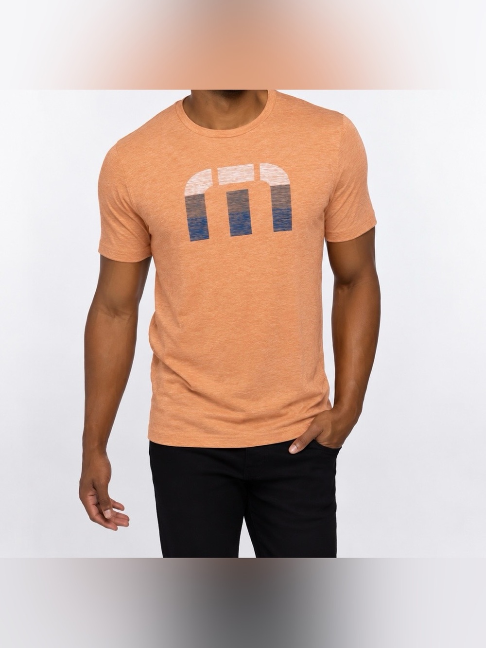 Travis Mathew Coral Graphic T-Shirt Logo Short Sleeve Size S